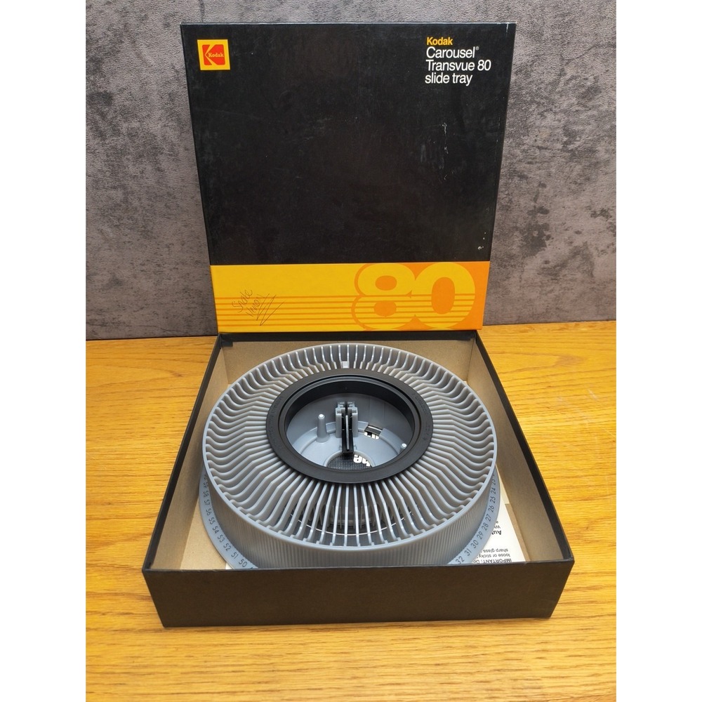 Vintage Kodak Carousel Transvue Projector 80 Slide Photo Tray 35mm Original Box